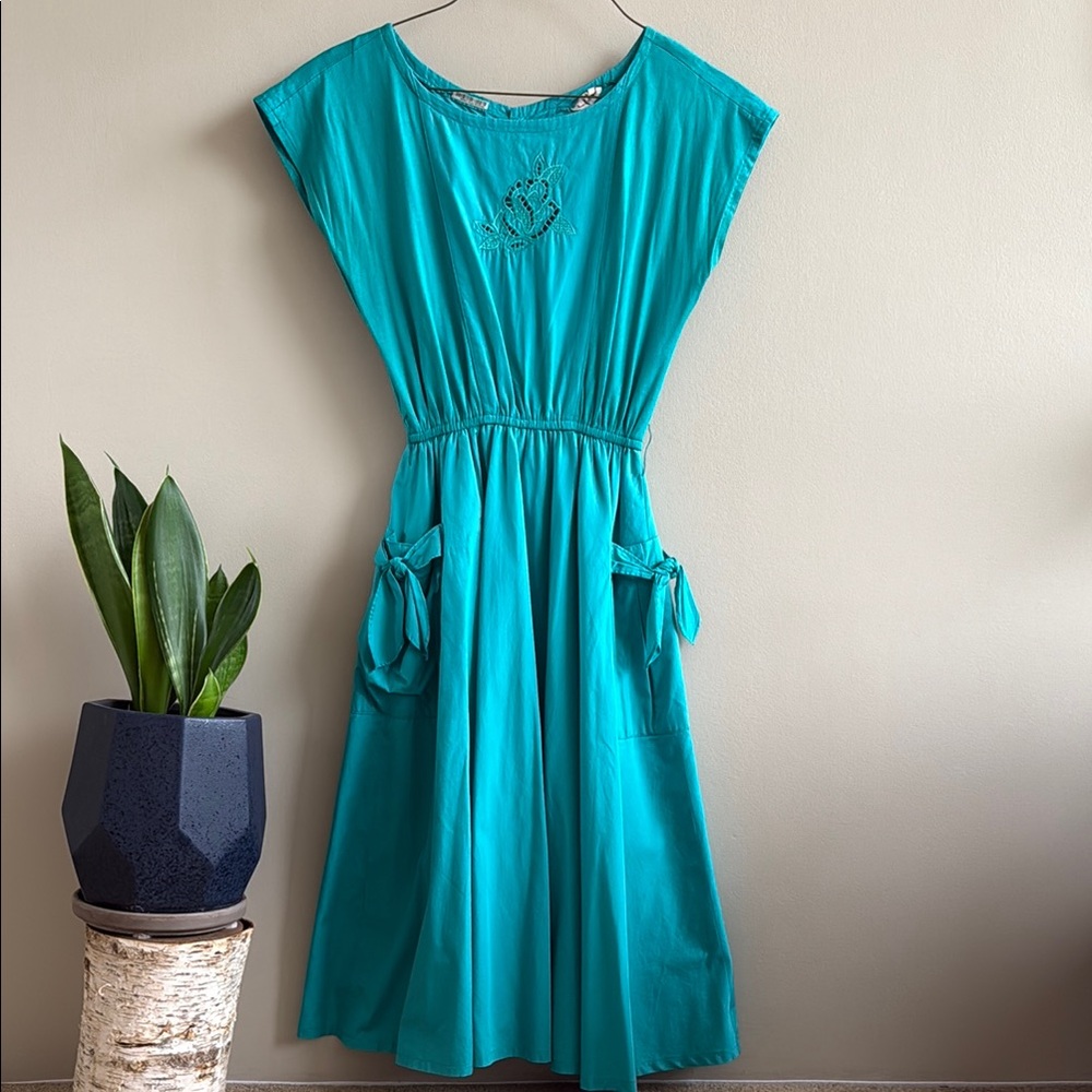 Vintage 50’s inspired Teal Dress with beautiful details
